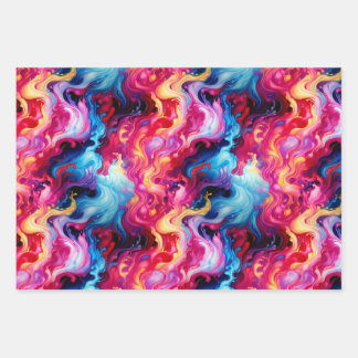Hoja De Papel De Regalo Vibrant Abstract Fluid Art Wrapping Paper 