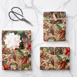 Hoja De Papel De Regalo Vibrante Collage de Navidades de Victoria