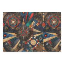 Vibrante "Crónicas indígenas antiguas" azul