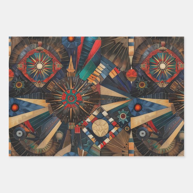 Hoja De Papel De Regalo Vibrante "Crónicas indígenas antiguas" azul (Anverso)