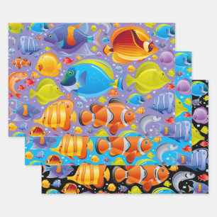 Hoja De Papel De Regalo Vibrante Ocean Adventures Wraping Paper Set