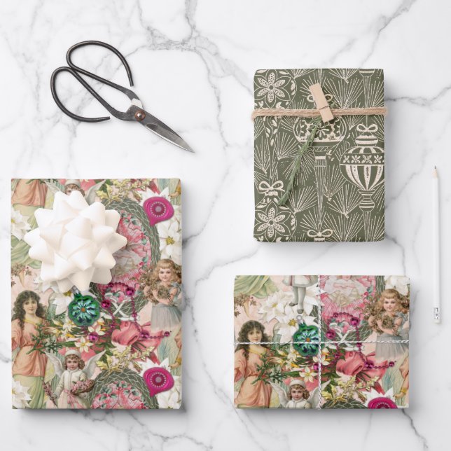 Hoja De Papel De Regalo Victorian Christmas Sparkle (Anverso)