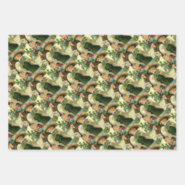 Hoja De Papel De Regalo Victorian family in the snow Christmas scene