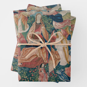 Hoja De Papel De Regalo Vida feliz en el jardín paraíso Tapiz medieval