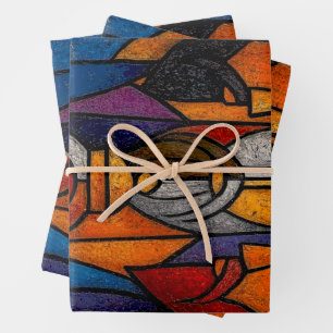 Hoja De Papel De Regalo Vidrieras Modernas Tres Reyes Magos