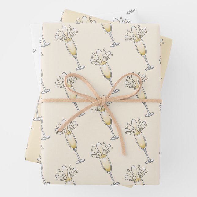 Hoja De Papel De Regalo Vidrio de champagne de Año Nuevo (In situ)