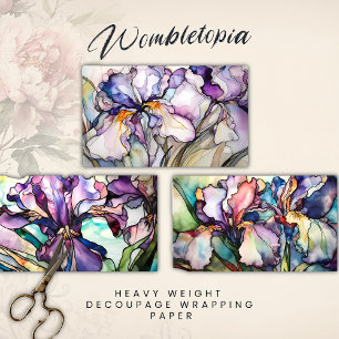 Hoja De Papel De Regalo Vidrio manchado Iris Purple HeavWeight Decoupage