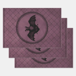 Hoja De Papel De Regalo Vieja batalla gótica de Halloween en morado