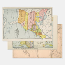Hoja De Papel De Regalo Viejos mapas de EE.UU.: Revolución, guerra civil y