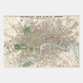 Hoja De Papel De Regalo Viejos mapas Londres París Roma grandes ciudades