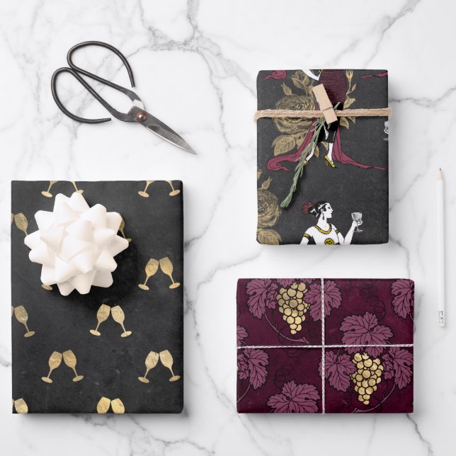 Hoja De Papel De Regalo Vin Rouge Vino Rojo francés (Anverso)