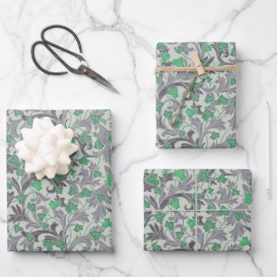 Hoja De Papel De Regalo Vinas de marfil verde vintage en Trellis