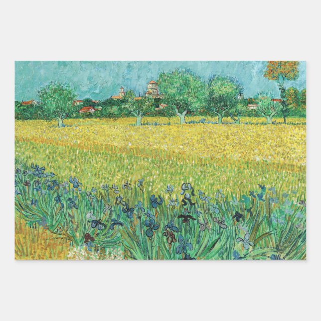 Hoja De Papel De Regalo Vincent van Gogh - Campo con irlandeses cerca de A (Anverso)
