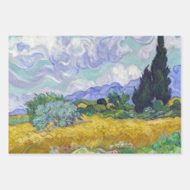 Hoja De Papel De Regalo Vincent Van Gogh - Campo de trigo con cipreses