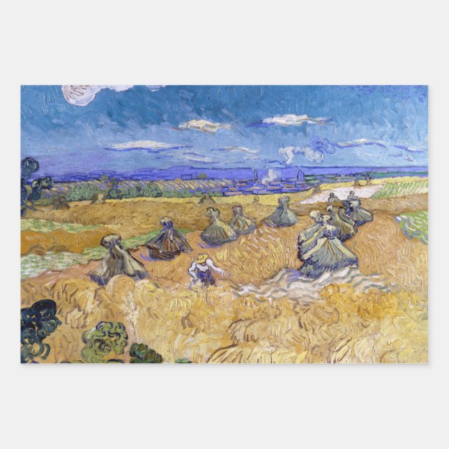 Hoja De Papel De Regalo Vincent van Gogh - Cuestas de trigo con raperos (Anverso)