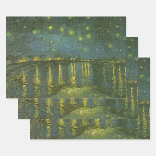 Hoja De Papel De Regalo Vincent van Gogh - Noche estrellada sobre el Ródan (Set)