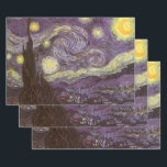 Hoja De Papel De Regalo Vincent van Gogh - Noche Starry<br><div class="desc">Noche estrellada (1889) de Vincent van Gogh es una pintura vintage de la naturaleza del paisaje artístico de arte fino. Vista de una ciudad en un valle por la noche con nubes girando, las estrellas brillando y una hermosa luna dorada de media luna amarilla. Se pintó durante el día desde...</div>