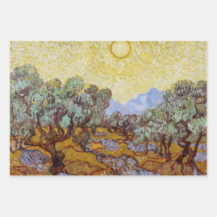 Hoja De Papel De Regalo Vincent van Gogh - Olivos, cielo amarillo y sol
