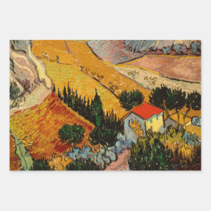 Hoja De Papel De Regalo Vincent van Gogh - Paisaje, Casa y Payaso