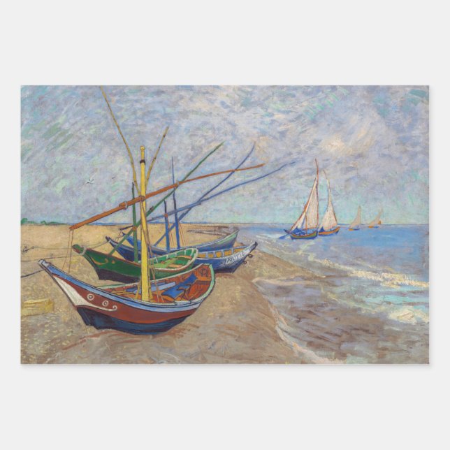 Hoja De Papel De Regalo Vincent van Gogh - Pescadores en la playa (Anverso)