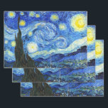 Hoja De Papel De Regalo Vincent Van Gogh Starry Night Blue Yellow<br><div class="desc">Vincent Van Gogh Starry Night Blue Yellow Wrapping Sheets Decoupagation Decoupaging</div>