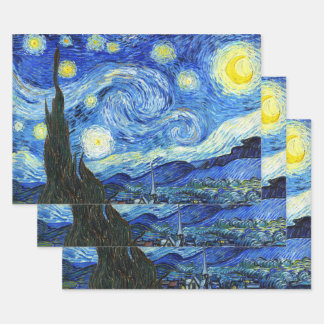 Hoja De Papel De Regalo Vincent Van Gogh Starry Night Blue Yellow