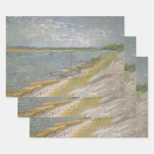 Hoja De Papel De Regalo Vincent van Gogh - Vista de un río con barcos de r