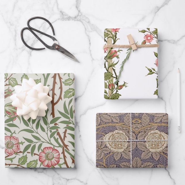 Hoja De Papel De Regalo Vines Rosas de Apuestas Rosadas (Anverso)