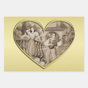 Hoja De Papel De Regalo Viñeta Romance, hombre y mujer, oro