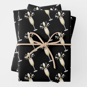 Hoja De Papel De Regalo Vino espumoso de Año Nuevo