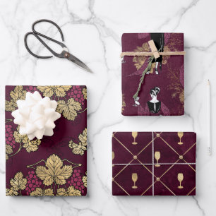 Hoja De Papel De Regalo Vino Tinto Francés