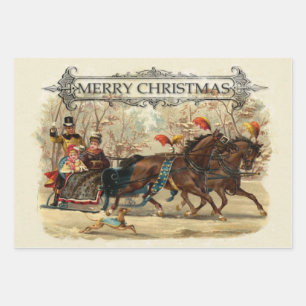 Hoja De Papel De Regalo Viñosos caballos de Navidad vacaciones de invierno