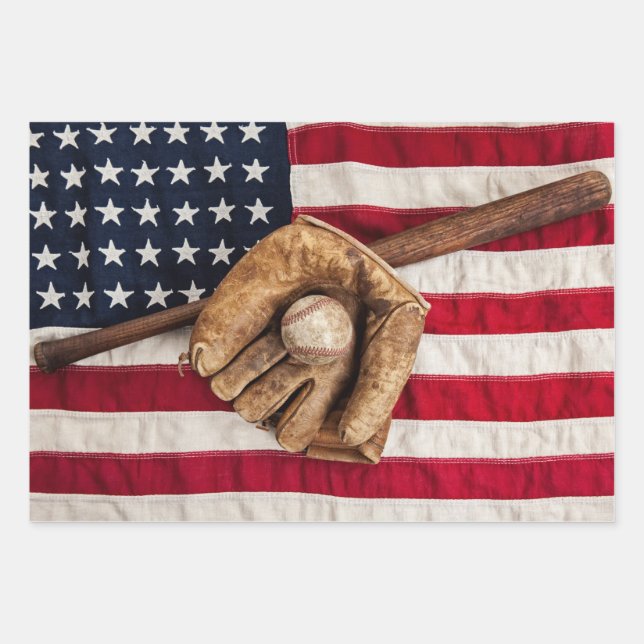 Hoja De Papel De Regalo Vintage Baseball (Anverso)