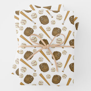 Hoja De Papel De Regalo Vintage Baseball Nostálgico Tema Deportivo