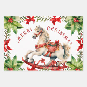 Hoja De Papel De Regalo Vintage blanco de caballo de roca