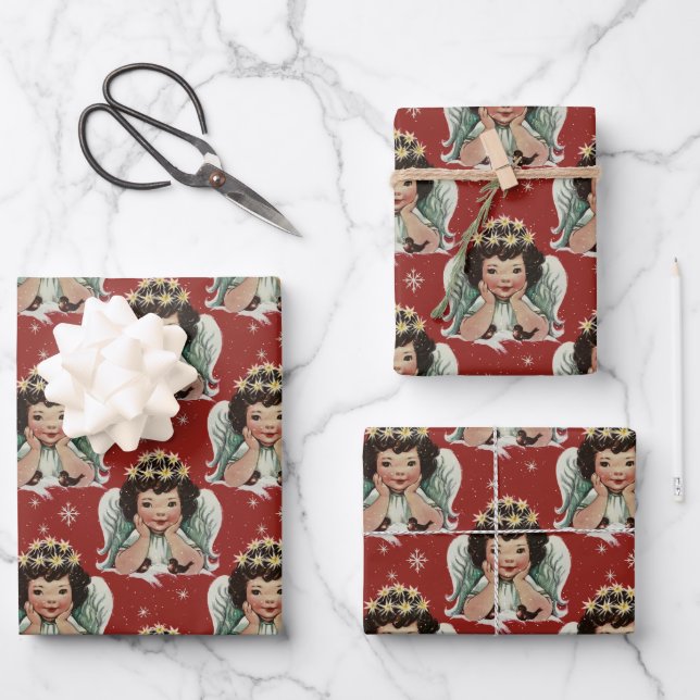 Hoja De Papel De Regalo Vintage Christmas Angel (Anverso)