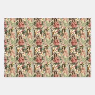 Hoja De Papel De Regalo Vintage Christmas Angels