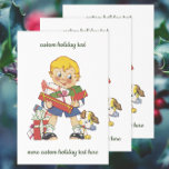 Hoja De Papel De Regalo Vintage Christmas, Boy with Presents and Puppy Dog<br><div class="desc">Easy to customize wrapping paper sheets, add your own special holiday message! Customize further to add a background color. Vintage illustration cartoon Merry Christmas holiday image featuring a happy, cute blond little child. He is carrying wrapped gifts and presents with his adorable pet puppy dog by his side. An antique...</div>