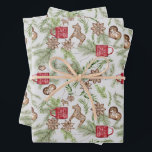 Hoja De Papel De Regalo Vintage Christmas Cute Patrón Escandinavo<br><div class="desc">Estos divertidos Navidades envueltos en hojas de papel tienen un estilo vintage de arte folclórico nórdico, un patrón de ilustracion de arte acuarela de ramas eververdes y follaje de invierno; galletas dulces, de copo de nieve, de corazón y de Navidad; y tazas de cacao rojo retro. Perfecto para todos los...</div>