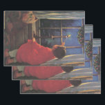 Hoja De Papel De Regalo Vintage Christmas Eve de Jessie Willcox Smith<br><div class="desc">Diseño de vacaciones de Navidades de ilustracion de época de la célebre ilustradora infantil Jessie Willcox Smith. Un niño está encendiendo una vela en la ventana en la víspera de los Navidades.</div>