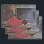 Hoja De Papel De Regalo Vintage Christmas Eve de Jessie Willcox Smith<br><div class="desc">Diseño de vacaciones de Navidades de ilustracion de época de la célebre ilustradora infantil Jessie Willcox Smith. Un niño está encendiendo una vela en la ventana en la víspera de los Navidades.</div>