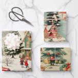 Hoja De Papel De Regalo Vintage Christmas Forest<br><div class="desc">Hojas de papel de envolvimiento de bosques de Navidad antiguas</div>