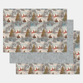 Hoja De Papel De Regalo Vintage Christmas Glittering Winter Village