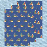 Hoja De Papel De Regalo Vintage Christmas Pattern, Candles and Holly<br><div class="desc">Ilustracion de época Diseño navideño de Feliz Navidad con un lindo patrón retro repetitivo. Una vela iluminada con bayas rojas y hojas grises en un fondo azul brillante.</div>