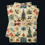 Hoja De Papel De Regalo Vintage Christmas Quilt<br><div class="desc">Hojas de envoltura de regalo de vintage Country Quilt.</div>