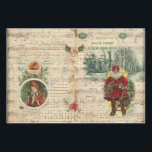Hoja De Papel De Regalo Vintage Christmas Santa and Musical Notes<br><div class="desc">Collage de Navidad de época</div>