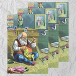 Hoja De Papel De Regalo Vintage Christmas, Santa Claus Making Toy Dolls<br><div class="desc">Vintage illustration Merry Christmas holiday design featuring a page from the book Santa Claus and His Works. Published by McLoughlin Brothers in 1889. The story tells of Santa's work making toys for all the good little boys and girls around the world. This Victorian Era image shows old jolly Saint Nicholas...</div>