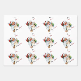 Hoja De Papel De Regalo Vintage Christmas Santa Personalizado de nombre y