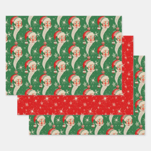 Hoja De Papel De Regalo Vintage Christmas - Santa & Snowflakes