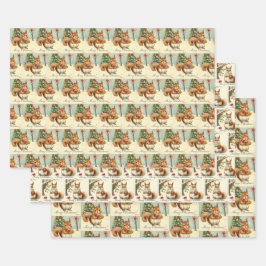 Hoja De Papel De Regalo Vintage Christmas Squirrel Giftwrap Variety Pack